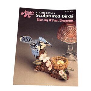 Annies Attic 1991 Plastic Canvas Pattern Booklet For Sculptured Birds Blue Jay &